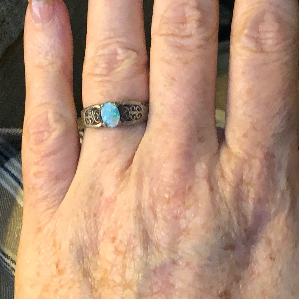 Sterling Silver Genuine doublet Opal Ring